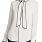 Blusa feminina DKNY com botões e acabamento em debrum, branca, tamanho extragrande