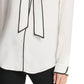 Blusa feminina DKNY com botões e acabamento em debrum, branca, tamanho extragrande