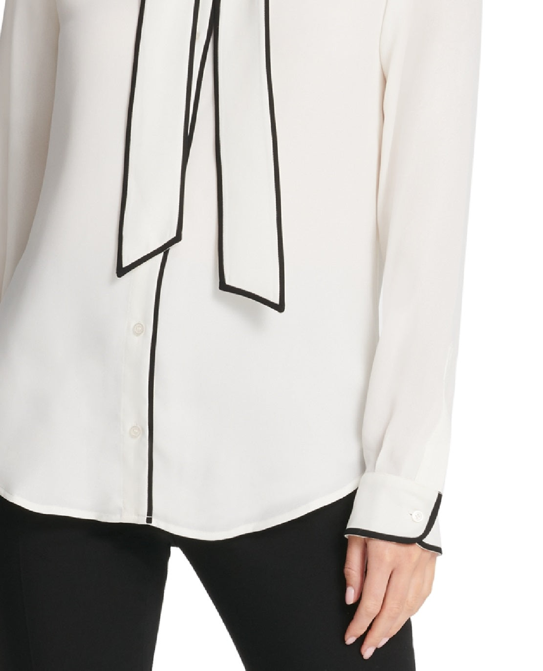 Blusa feminina DKNY com botões e acabamento em debrum, branca, tamanho extragrande