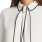 Blusa feminina DKNY com botões e acabamento em debrum, branca, tamanho extragrande
