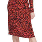 Vestido feminino DKNY com estampa animal e nó frontal, vermelho, tamanho médio