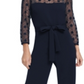 Macacão feminino DKNY de manga 3/4 e perna larga, azul, tamanho 14