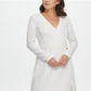 Vestido feminino DKNY com decote em V e argola em D, ajuste evasê, branco, tamanho 10