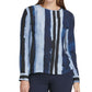 Blusa estampada de manga comprida feminina DKNY, azul, tamanho X-S