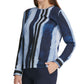 Blusa estampada de manga comprida feminina DKNY, azul, tamanho X-S