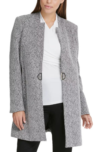 Jaqueta DKNY Feminina com Gola Redonda e Argola em Malha, Branca, Tamanho 8