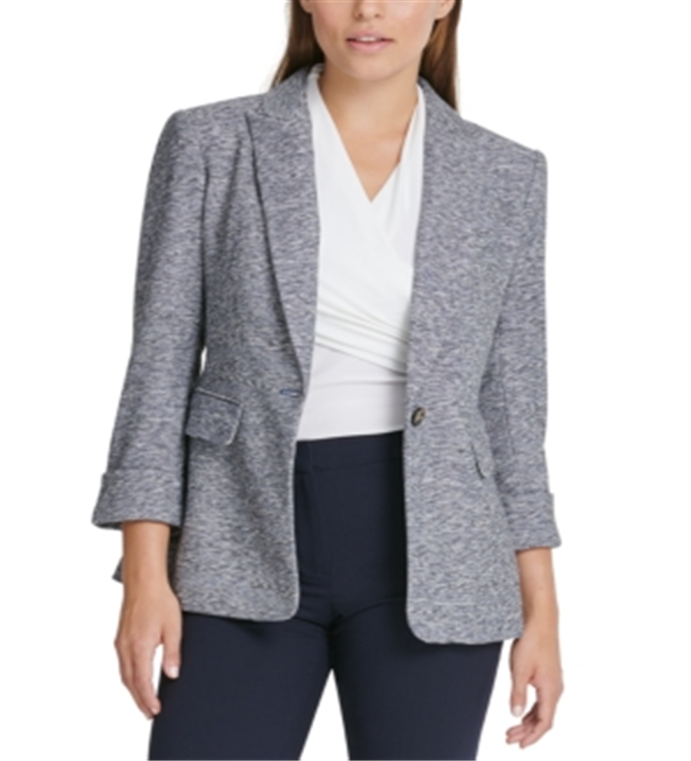 Blazer DKNY Feminino Marled com Um Botão Cinza Tamanho 18