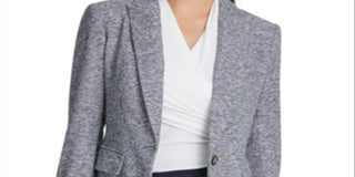 DKNY Women's Marled One Button Blazer Gray Size 18