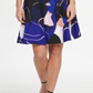 Vestido feminino DKNY com estampa abstrata, decote plissado e ajuste evasê, azul, tamanho 14