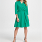 Vestido feminino DKNY Surplice Ponte Fit &amp; Flare Verde Tamanho 12
