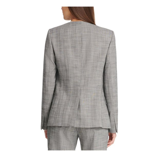 Blazer xadrez feminino DKNY sem gola cinza tamanho 14