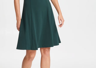 Vestido feminino DKNY com manga tulipa e ajuste evasê, verde, tamanho 4