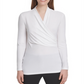 Top feminino DKNY com franzido lateral, branco, tamanho XX-G