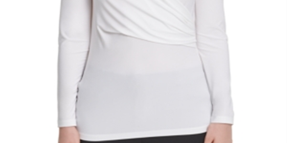 Top feminino DKNY com franzido lateral, branco, tamanho XX-G