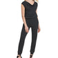Macacão feminino DKNY com faixa drapeada, preto, tamanho pequeno
