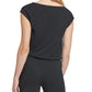 Macacão feminino DKNY com faixa drapeada, preto, tamanho pequeno