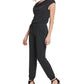 Macacão feminino DKNY com faixa drapeada, preto, tamanho pequeno