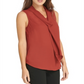 Blusa feminina DKNY sem mangas com decote em V, marrom, tamanho pequeno, extrapequeno