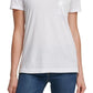 Camiseta feminina DKNY com lantejoulas, manga curta, gola redonda, branca, tamanho extragrande
