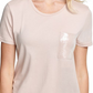 Camiseta feminina DKNY com lantejoulas, manga curta, gola redonda, rosa, tamanho grande