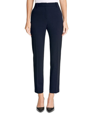 Calça social feminina DKNY Stretch Crepe Essex com perna reta, azul, tamanho 12