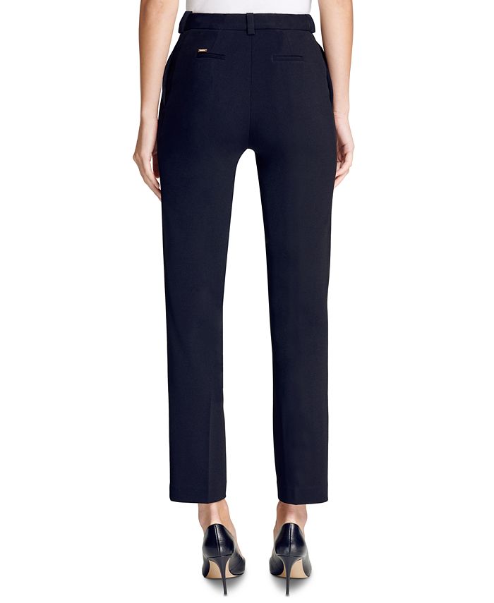 Calça social feminina DKNY Stretch Crepe Essex com perna reta, azul, tamanho 12