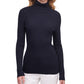 Suéter feminino DKNY com gola alta canelada, preto, tamanho G