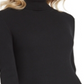 Suéter feminino DKNY com gola alta canelada, preto, tamanho G