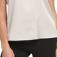 Blusa feminina DKNY com decote falso e laço, bege, tamanho grande