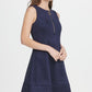 Vestido flare feminino DKNY de camurça com zíper e ajuste azul, tamanho 4