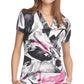 Blusa feminina DKNY estampada com franzidos laterais, cinza, tamanho grande