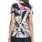 Blusa feminina DKNY estampada com franzidos laterais, cinza, tamanho grande