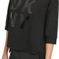 Moletom feminino DKNY Techno Knit Stacked Logo, preto, tamanho pequeno