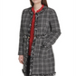 Jaqueta feminina DKNY Tweed Plaid Topper preta tamanho 10
