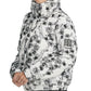 Jaqueta de inverno feminina DKNY com zíper, bolsos, botões texturizados, floral, manga comprida, gola simulada, tamanho grande, branca