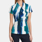 Blusa feminina estampada DKNY, manga curta, gola V, azul, tamanho grande