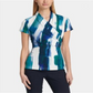 Blusa feminina estampada DKNY, manga curta, gola V, azul, tamanho grande