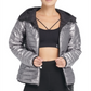 Jaqueta esportiva reversível com capuz e dobrável DKNY feminina, cinza, tamanho extragrande