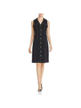 Vestido Donna Karan New York sem mangas com costura contrastante