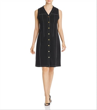 Vestido Donna Karan New York sem mangas com costura contrastante