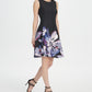 Vestido feminino floral DKNY Scuba Fit &amp; Flare, preto, tamanho 6