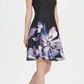 Vestido feminino floral DKNY Scuba Fit &amp; Flare, preto, tamanho 6