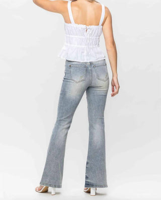Judy Blue - Calça Jeans Flare Pin Tack Colorida