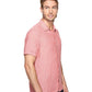 Camisa masculina Perry Ellis de linho liso, manga curta, chambray, vermelha, tamanho médio