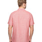 Camisa masculina Perry Ellis de linho liso, manga curta, chambray, vermelha, tamanho médio