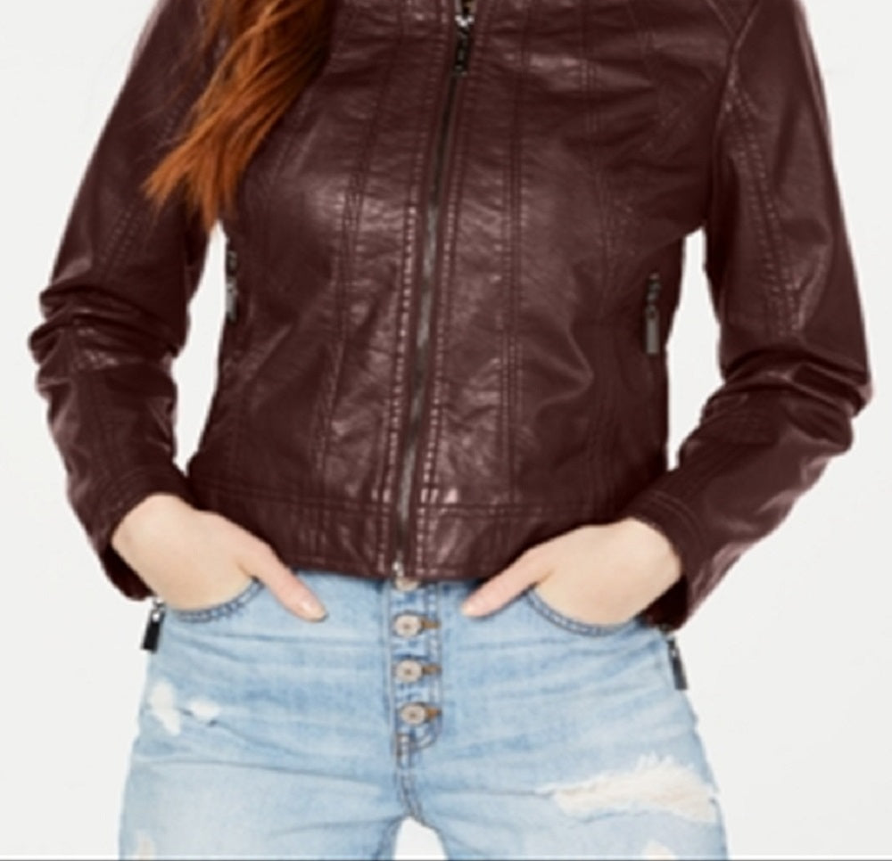 Jaqueta de couro sintético Jou Jou Junior marrom tamanho extragrande