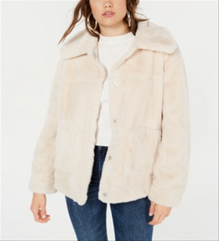 Casaco de pele sintética feminino Jou Jou, branco, tamanho pequeno