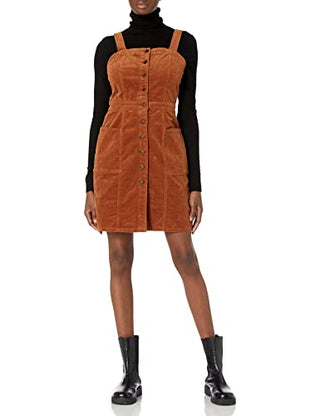 Oat Women's Corduroy Overall Dress Orange Size 0