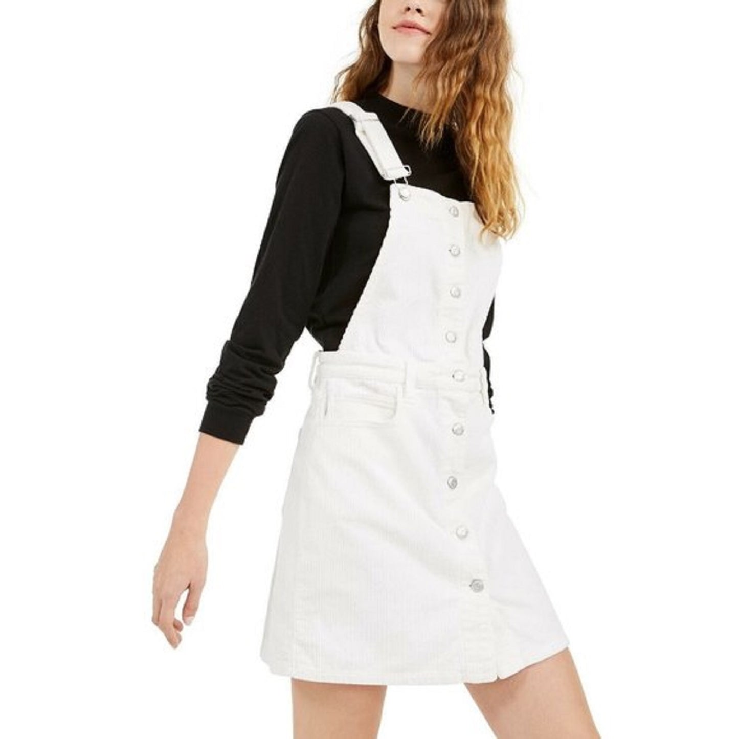 Vestido macacão de veludo cotelê feminino Oat, branco, tamanho 14