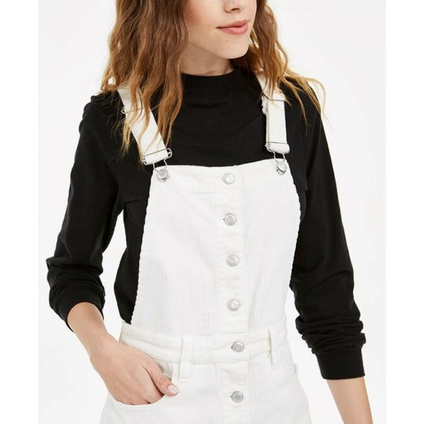 Vestido macacão de veludo cotelê feminino Oat, branco, tamanho 14